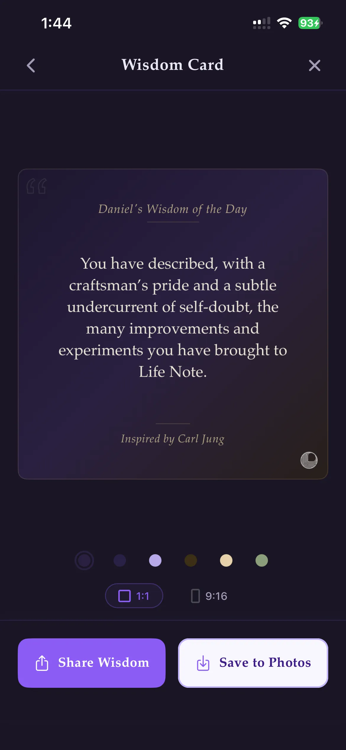 Shareable wisdom card inspired by Carl Jung